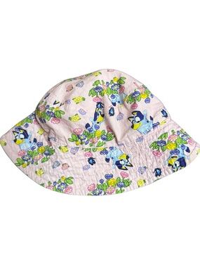 Bluey Pink Floral Bucket Hat Toddler Girl Size 6 Summer Sun 🌸